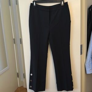 Maje Black Cropped Trousers with Gold Button Detailing, Size 1
